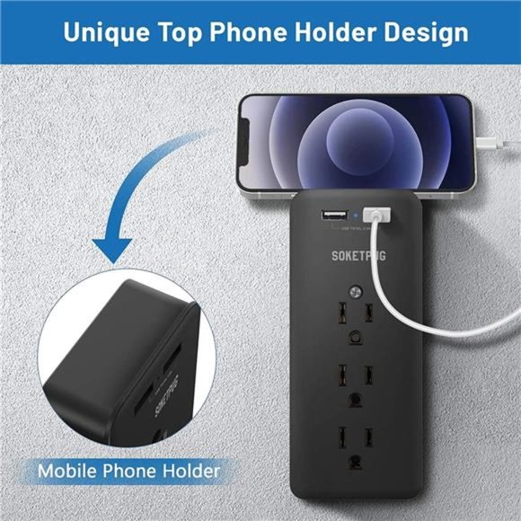 Surge Protector,Outlet Extender with 9 Outlets,Multi Plug Outlet with 2USB Ports - Picture 4 of 6